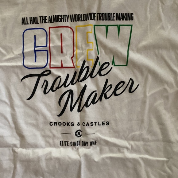 Crooks & Castles Other - NWT Crooks&Castles short sleeve t-shirt white with multi color lettering size XL